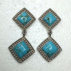 Turquoise dangle stud earrings